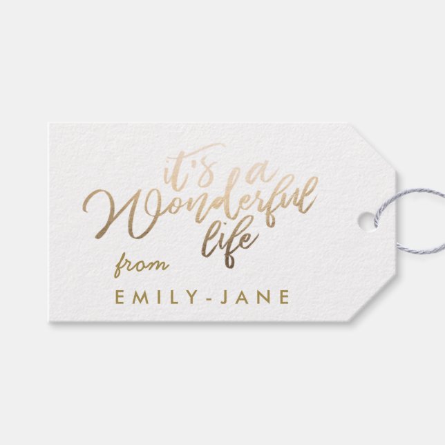 Étiquettes-cadeau C'est une vie merveilleuse Gold Letting Foil Noël (Devant (Horizontal))