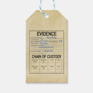 Étiquettes-cadeau Chaîne de preuves chaîne de la garde crime rôle vr