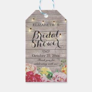 Étiquettes-cadeau Chaîne éclaire le Merci Floral en bois rustique