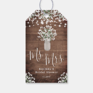 Étiquettes-cadeau Chaîne rustique Lights Mason Jar Fête des mariées 