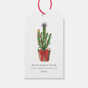 Étiquettes-cadeau Chaleureux voeux Cactus Noël