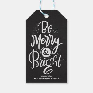 Étiquettes-cadeau Chalkboard Be Joyeux and Bright Letters Christmas