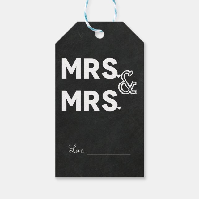 Étiquettes-cadeau Chalkboard Chalk M. & Mme Mariage Fiançailles (Devant)