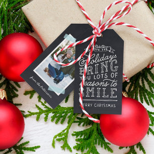 Étiquettes-cadeau Chalkboard Letting Holiday Photo Tags cadeaux