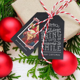 Étiquettes-cadeau Chalkboard Letting Holiday Photo Tags cadeaux