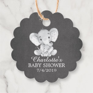 Étiquettes Cadeau Chalkboard Sweet Elephant Baby shower Favoriser Ca