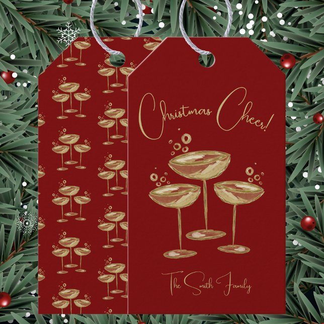 Étiquettes-cadeau Champagne Christmas Card (Créateur téléchargé)