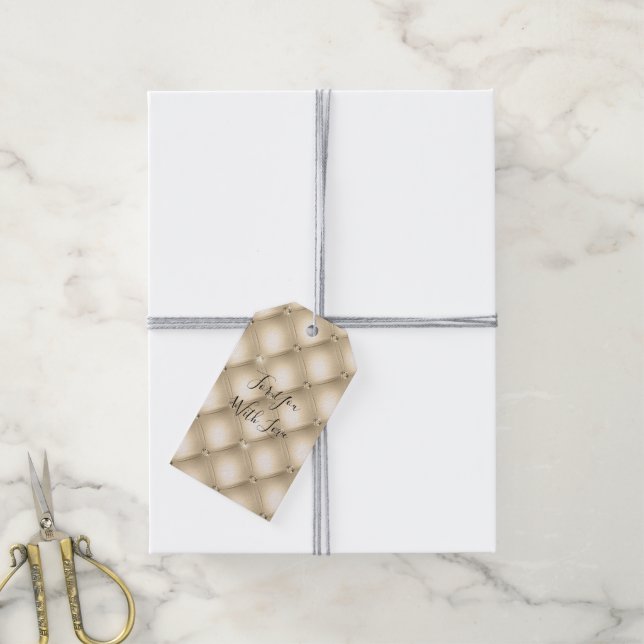 Étiquettes-cadeau Champagne Diamond de crème d'or (Avec de la ficelle)