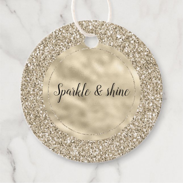 Étiquettes Cadeau Champagne Gold Glitzy Parties scintillant (Devant)