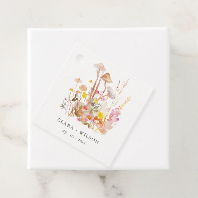 Étiquettes Cadeau Champignon chic Wildflower Mariage botanique d'aut (En situation)