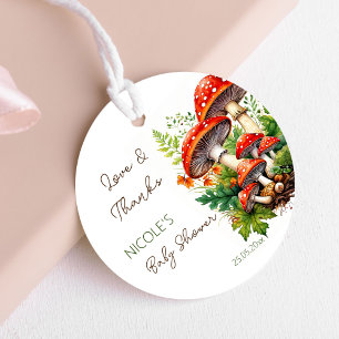 Étiquettes Cadeau Champignons de la forêt sauvage baby shower merci