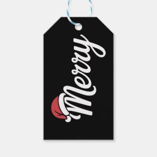Étiquettes-cadeau Chapeau de Noël gras noir joyeux Noël