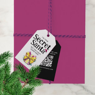 Étiquettes-cadeau Chapeau de Père Noël secret coloré QR Code aquarel