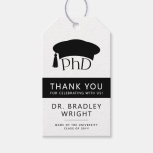 Étiquettes-cadeau Chapeau doctoral personnalisé de doctorat pour la