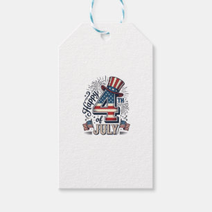 Étiquettes-cadeau Chapeau patriotique vintage Happy 4 juillet vecteu