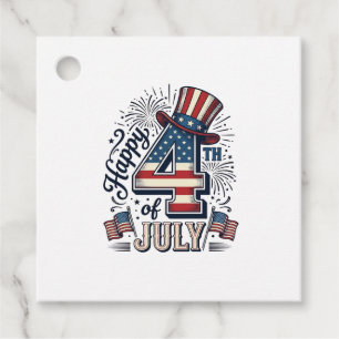 Étiquettes Cadeau Chapeau patriotique vintage Happy 4 juillet vecteu