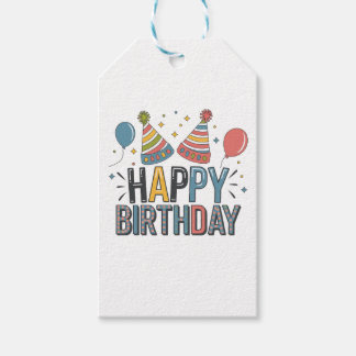 Étiquettes-cadeau Chapeaux de fête d'anniversaire joyeux
