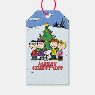 Étiquettes-cadeau Charlie Brown et ses amis Noël
