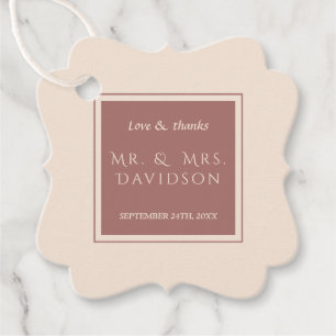 Étiquettes Cadeau Charm ivoire foncé Pêche Mariage de typographie