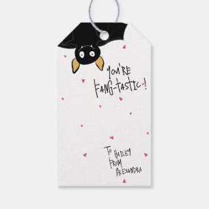 Étiquettes-cadeau Charmant fou “Tu es Fang-tastique” Pun de chauve-s