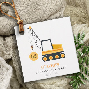 Étiquettes Cadeau Charmant véhicule de grue de construction n'import