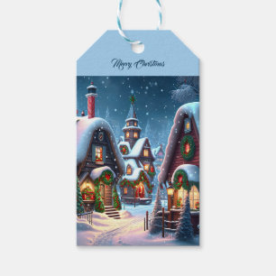 Étiquettes-cadeau Charmant village de Noël enneigé sur mesure
