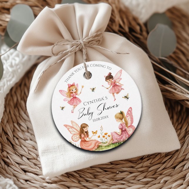 Étiquettes Cadeau Charmante Baby shower de bois des Fées roses (Créateur téléchargé)