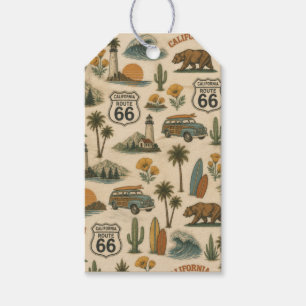 Étiquettes-cadeau Charme Rétro de la Californie sur la Route 66 Côti