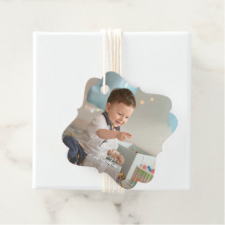 Étiquettes Cadeau Charming Simple Boy Photo Anniversaire Merci
