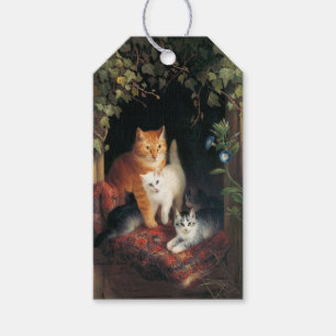 Étiquettes-cadeau Chat avec chatons (Art animal)