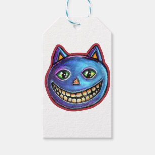 Étiquettes-cadeau Chat bleu souriant Vintage Halloweenies