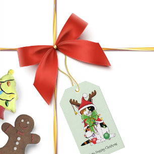 Étiquettes-cadeau Chat Calico de Noël amusant