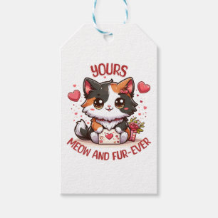 Étiquettes-cadeau Chat calicot adorable pour la Saint-Valentin 