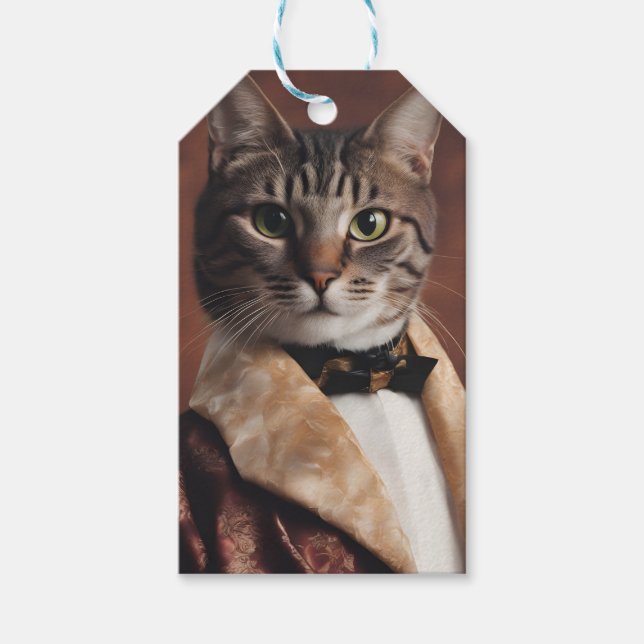 Étiquettes-cadeau Chat dans la veste à fumer (Devant)