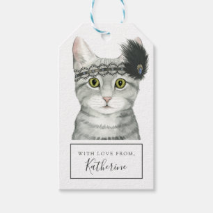 Étiquettes-cadeau Chat de Downton incrusté de bijoux avec la