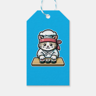 Étiquettes-cadeau Chat de sushi - Chat mignonne et amusante faisant 