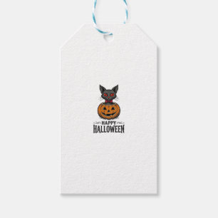 Étiquettes-cadeau Chat d'Halloween Mignon Citrouille Vintage Épouvan