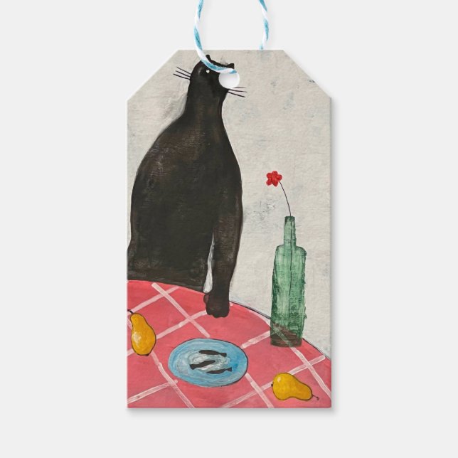 Étiquettes-cadeau Chat et poisson (Devant)