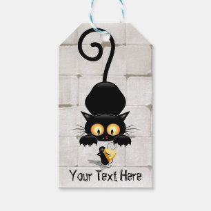 Étiquettes-cadeau Chat et souris avec des personnages de dessin amus