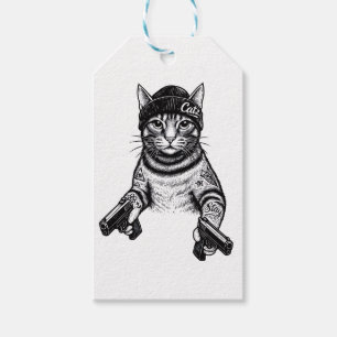 Étiquettes-cadeau Chat Gangster Tatoué Art Kitty Streetwear Cool
