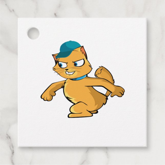 Étiquettes Cadeau Chat Grumpy avec Basecap (Devant)
