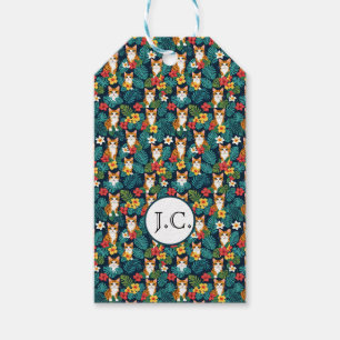 Étiquettes-cadeau Chat Hawaiian style chemise motif gingembre tropic