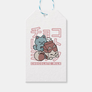 Étiquettes-cadeau Chat Kawaii avec du Lait au Chocolat – Pop Art Jap