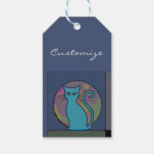 Étiquettes-cadeau Chat Lady Multi Chats assis Thunder_Cove
