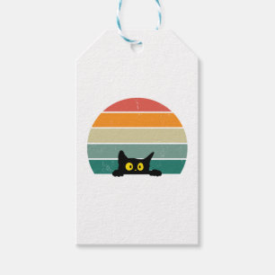 Étiquettes-cadeau Chat noir Coucher de soleil Coucher de soleil Vint