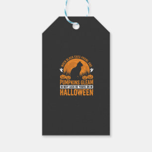 Étiquettes-cadeau Chat noir d'Halloween Citrouille Lune Design_1