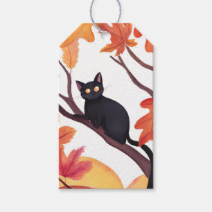 Étiquettes-cadeau Chat Noir Halloween Automne