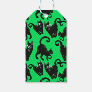 Étiquettes-cadeau Chat noir Halloween vert