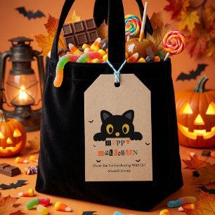 Étiquettes-cadeau Chat noir mignon Halloween