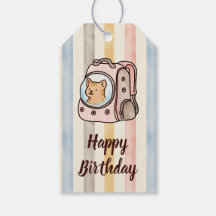 Chat orange dans un sac à dos aquarelle rayures